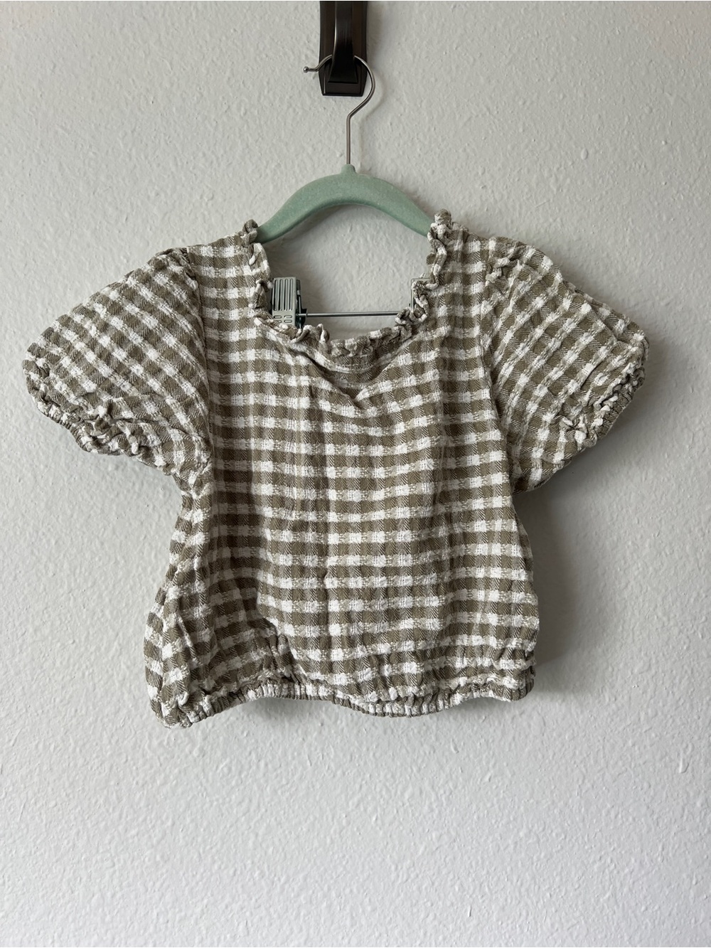 Rylee + Cru Gingham Short Sleeve Blouse 6-7y